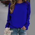 thumbnail image 2 of Yuyuzo 2025 Automne Chandail Sport Uni pour Femme Décontracté Ample à Col Rond Raglan à Manches Longues Chandail Tunique Hauts Bleu A2, 2 of 5