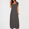thumbnail image 2 of fatyb Robes Maxi pour Femmes Col Rond Manches Courtes Robes Décontractées Robes T-Shirt Amples pour Femmes P-5TG, 2 of 6