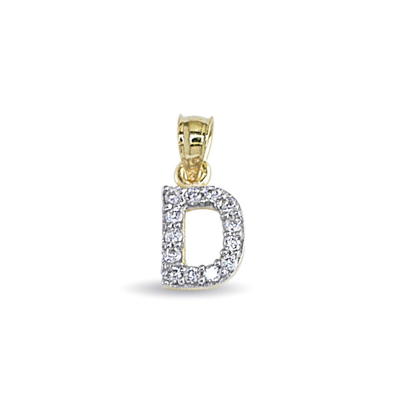 Precious Stars 14k Yellow Gold Cubic Zirconia Initial Letter 'D' Pendant