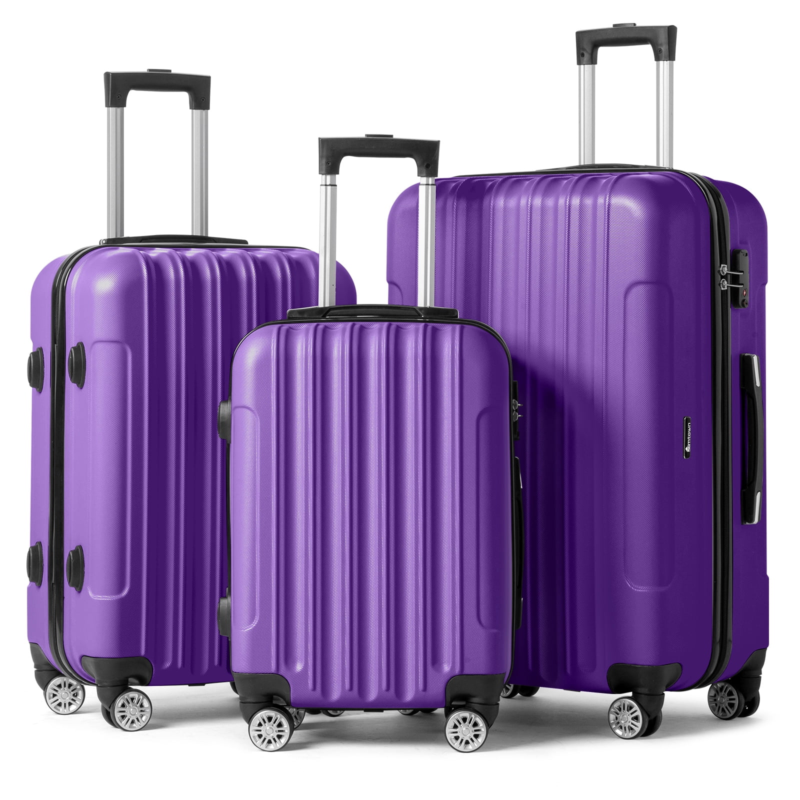 Ktaxon Ensemble de Voyage 3 Pcs Bagage Sac ABS Valise à Roulettes Violet