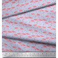 thumbnail image 2 of Soimoi Rayon Fabric Grass & Flamingo Bird Printed Fabric 1 Yard 42 Inch Wide, 2 of 3
