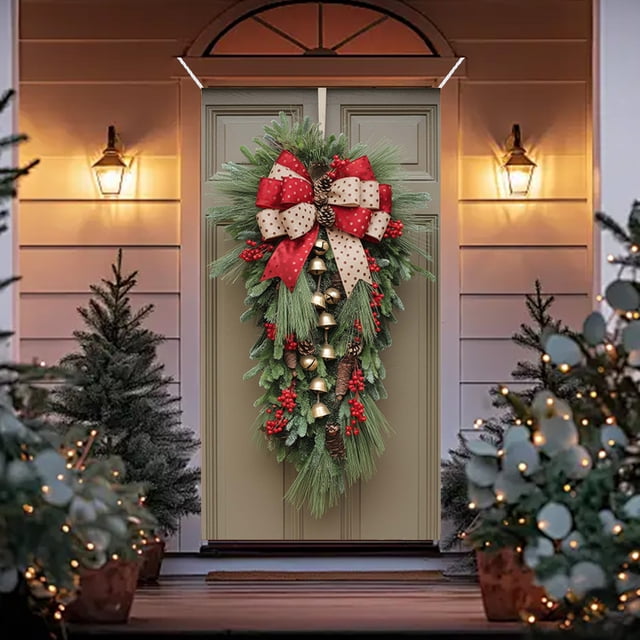 Christmas Door Cover for Front Door | Holiday Wall Hanging Decoration with Festive Pattern | Polyester Fabric Indoor Outdoor Decoration for Home Door Wall Tablecloth