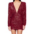 thumbnail image 4 of Pisexur Robes pour Femmes Robe de Cocktail à Col en V Profond Robe de Soirée à Paillettes de Mode Robe de Boîte de Nuit de Fête Tunique Dos Ouvert Robes de Retour à la Maison Robe Élégante pour Invitée de Mariage Robe Midi, 4 of 6