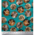 thumbnail image 1 of Soimoi Silk Fabric Cat Face Animal Decor Fabric Printed Yard 42 Inch Wide, 1 of 3