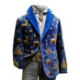 thumbnail image 4 of Boys Christmas Print Corduroy Blazer, All Over Christmas Pattern Lapel Suit Jacket with Buttons, Regular Fit Sports Coat for Parties, Prom, and Dinner Events Blue, 4 of 4