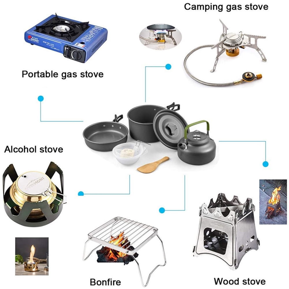 Aluminum pan set,Outdoor Portable Picnic Set Outdoor Portable Pan Set Cookware Set Outdoor Kit Pot Pan Huiop Siuke Qisuo Pot Set