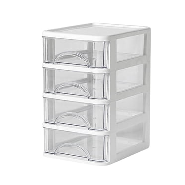 Renjiang 4 Layer Desktop Drawer Mini Plastic Containers Easter Rabbit Bunny Transparent Cosmetic Dresser Organizer for Makeup Bathroom Office Dorm Desk Countertop Makeup Drawer Organizer