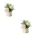thumbnail image 2 of mmirethe Fake Peony Silk Hydrangea Flower Realistic Appearance Artificial Flowers With Vase Simulation Flower Set Low Maintenance rose white 2Set, 2 of 6