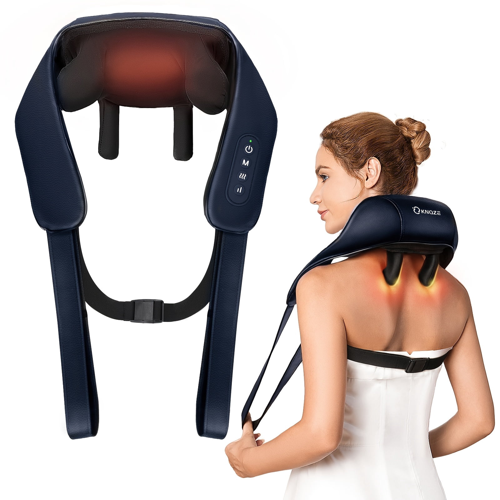 QUTETN [4D Deep Kneading]  Cordless Shiatsu Neck & Shoulder Massager - 4D Deep Kneading  6 Massage Nodes  Heat  Rechargeable 2200mAh Battery - Ideal for Neck  Back  Leg Relaxation for Men