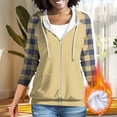 thumbnail image 2 of Chbgutlmr Sweatshirt for Women Raglan Long Sleeve Casual Plaid Jackets Drawstring Zip up Hoodies Pockets, 2 of 8
