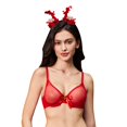 thumbnail image 1 of Christmas See-through Breathable Mesh Bra Sheer Unlined Bralette and Hair Band, 1 of 1