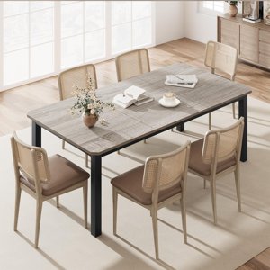 78.7" Long Kitchen Table, Industrial Dining Table For 6~8 People, Wood Dining Table, Rectangle Dining Room Table For Dinner Or Meetings