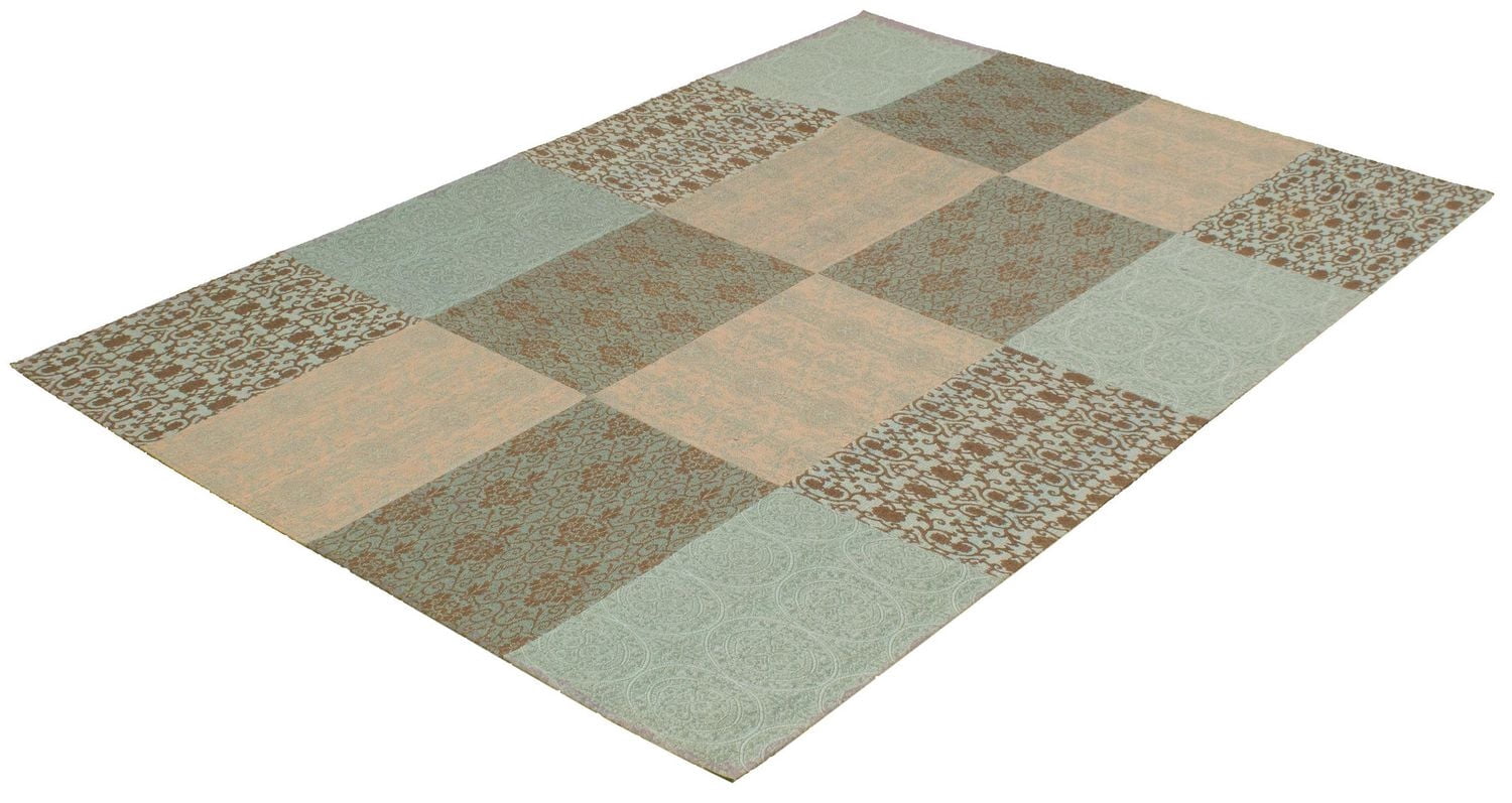 ECARPETGALLERY 3'10" x 5'11" Transitional Collage Handmade Area Rug for Living Room, Dining Room and Bedroom Blue