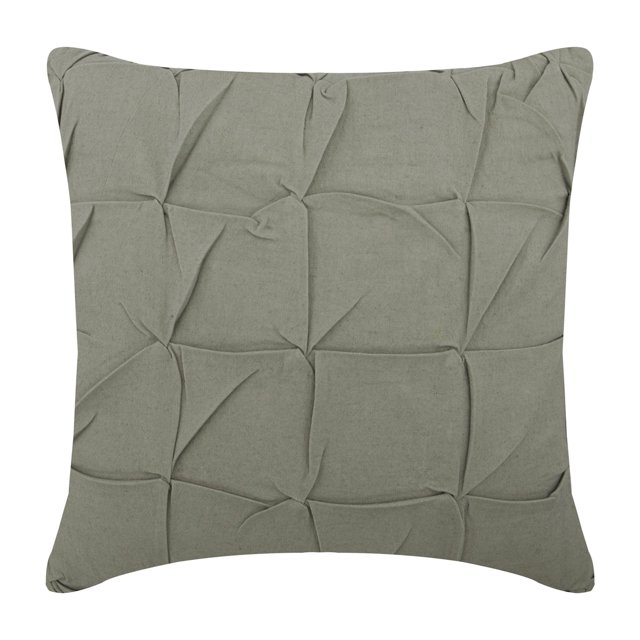 The HomeCentric Housses de Coussin Grises Coussin d'Accent Texturé Plis Nervurés Uni Housse de Coussin Lot de 2 18x18 Pouces (45x45 cm) Housse de Coussin Carrée Coton Lin Housse de Coussin Unie - Texture Lin Grise