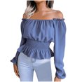thumbnail image 1 of PVCS Fashion Women Sexy Neck Strapless Hem Ruffle Chiffon Shirt, 1 of 2
