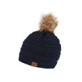 thumbnail image 1 of Gravity Threads Cable Knit Faux Fur Pom Pom Beanie Hat, Navy, 1 of 2