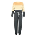 thumbnail image 5 of Mrat Plus Size Outfits for Women 2 Piece Jogging Sets Color Block Polyester Long Sleeve Sweatsuits Sets Two Piece Track Suits Drawstring High Waist Pants Set Comfy Outfits Q-Gray 3XL, 5 of 5