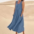 thumbnail image 2 of Timegard Robes d'Été pour Femmes Col Rond Ajusté Sans Manches Léger Décontracté Ample Robe avec Poches, 2 of 6