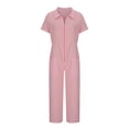 thumbnail image 4 of LSLJS Combinaison Pantalon à Revers Zippée à Taille Plissée Unie Décontractée pour Femme, 4 of 6