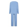 thumbnail image 3 of Timegard Ensembles de Pyjamas pour Femmes 2 Pcs Manches Longues Col en V Haut Froncé et Pantalon Automne Décontracté Doux Tenues de Pjs, 3 of 4