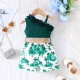thumbnail image 4 of LUOGENLI Robe Fillette Tout-Petits Été Volants Sans Manches Imprimés Floraux Robe Côtelée Vêtements Robe pour Filles Tendance Été Longueur Genou Vert 2-3 Ans, 4 of 8