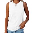 thumbnail image 1 of MAWCLOS Ladies Tank Tops Solid Color T Shirts Crew Neck Vest Plain Summer Sleeveless Camisole White 3XL, 1 of 2