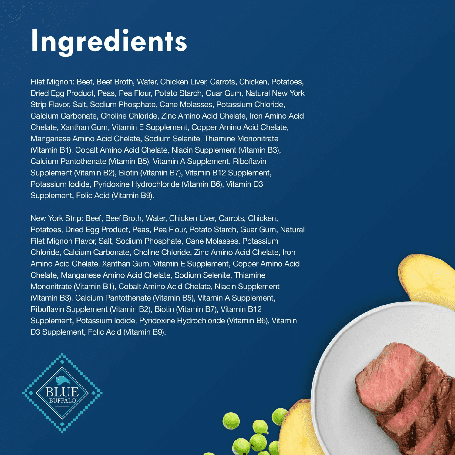 Blue Buffalo Delights Assortiment de Nourriture Humide pour Chiens de Petite Race, Filet Mignon & contre-Filet de Bœuf 500g