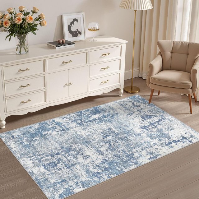 x Area Rug Living Room Rugs - Washable Neutral Modern Abstract Soft Thin Large Rug Indoor Floor No Slip Rug Carpet for Bedroom Under Dining Table Home Office Decor -