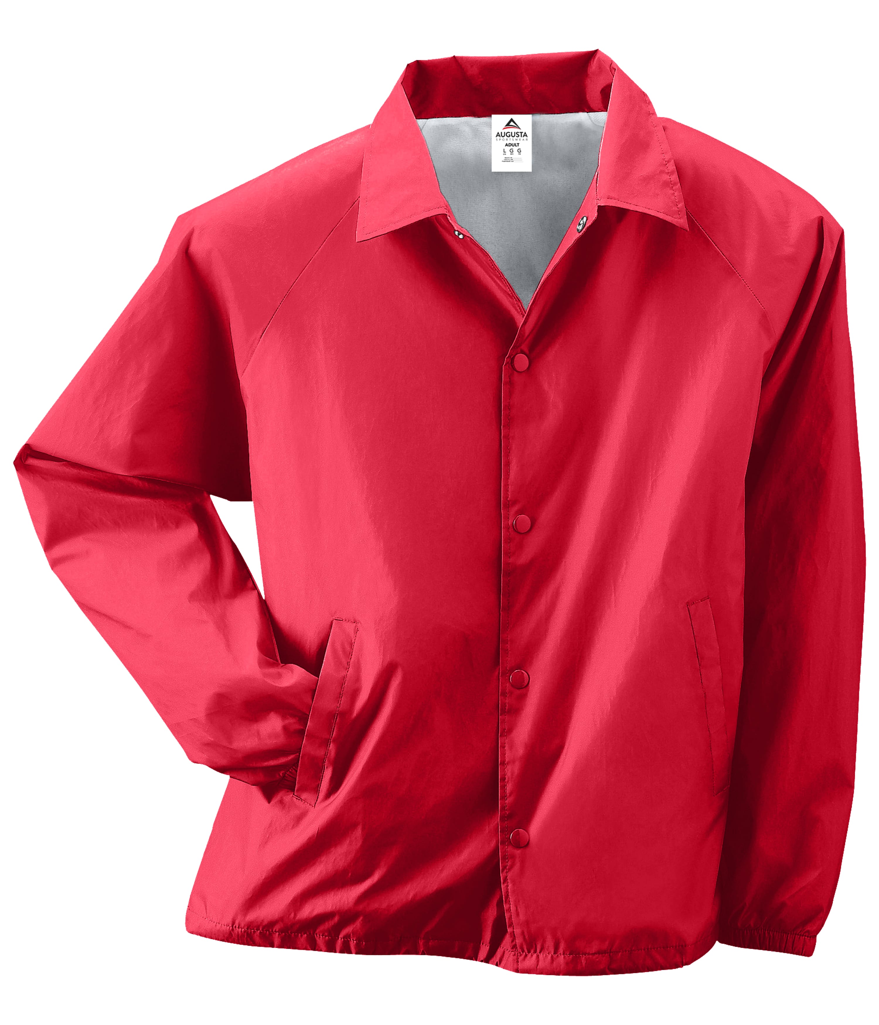 Augusta Sportswear Mens Nylon Coachs Jacket/Lined, 2XL, Red