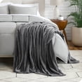 thumbnail image 4 of Bare Home Microplush Fleece Textured Blanket - 300 GSM - Fuzzy Microfleece - Soft & Plush - Throw, Gray, 4 of 6