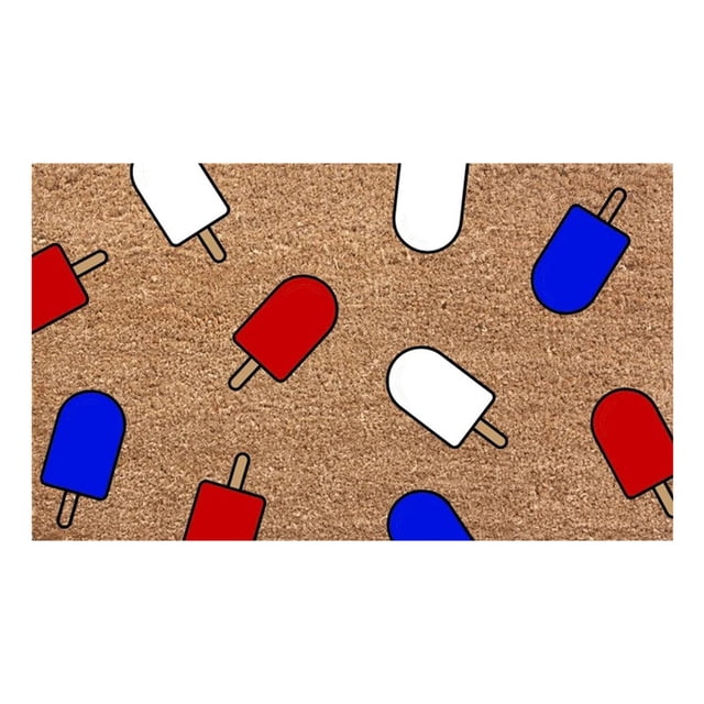 Independence Day Ice Cream Welcome Decor Doormat Non-Slip Washable Mats Indoor Entrance Front Doormat Natural, Low Profile, Durable Rug for Indoor Outdoor Home Bathroom Floor Decor 16x24IN