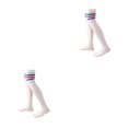thumbnail image 1 of QualitChoice 1 Paire de Chaussettes Hautes pour Femmes 52 cm Style Preppy Antidérapantes pour Fête Cosplay Bleu Rouge Rayé 2Set, 1 of 6