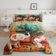 thumbnail image 1 of YST Elephant Rabbit Bedding Set Full For Toddler Funny Wild Animal Comforter Set Rainbow Flower Floral Bedding Comforter Sets Cartoon Graffiti Quilt Set Hippie Tree Of Life Quilted Duvet,3pcs, 1 of 5