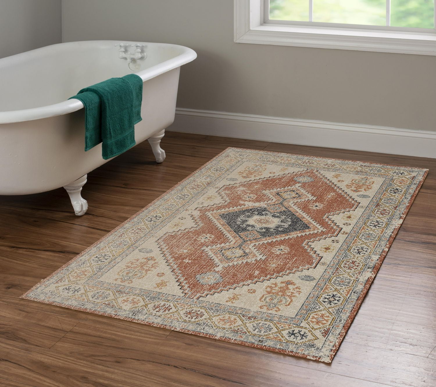 Tapis d'appoint Grand Zéro Lofton ivoire et rouille de 3 pi x 5 pi