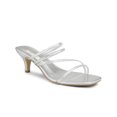 thumbnail image 1 of BLISSFUL STEP Women's Slide Sandal Rhinestone Strappy Square Toe Kitten Heel Slide Sandals Silver 9, 1 of 7