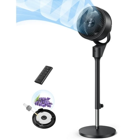 Dreo Ventilateur pour Chambre, Ventilateur sur Pied Oscillant de 80 Pouces, 25 dB Silencieux, Ventilateurs sur Pied de 80 Pieds pour Bureau à Domicile, Vertical Manuel de 90 Pouces, 3 Vitesses, Télécommande, Hauteur Réglable de 34 à 41 Pouces, Circulateur d'Air