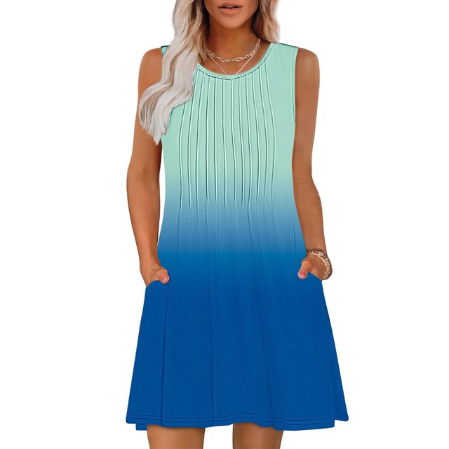 Ovzne Robes pour Femmes Robe pour Femme Imprimé Sans Manches Col Rond Aguichant Élégante Boîte de Nuit Fête Tunique Mini Robes Robe Décontractée Vacances Robe Grande Taille Robe Imprimée Liquidation