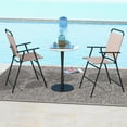 thumbnail image 4 of Costway 2PCS Patio Folding Bar-height Chairs with Armrests Quick-drying Seat Beige Backyard, 4 of 9