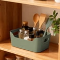 thumbnail image 4 of pstuiky Storage Box Kitchen Organizer & Pantry Bin for Snacks, Utensils & Spices Reusable Plastic Container with Handle, Beige, 4 of 6