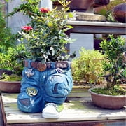 TIMIFIS Plant Pots Denim Pants Resin Flower Pot Garden Denim Flower Pot Decoration Ornaments Planters For Outdoor Plants Gifts For Mom pring