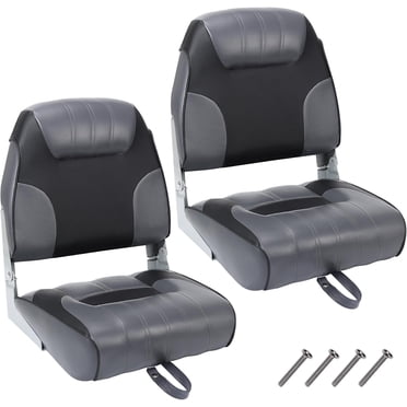 2 Pack Folding Boat Seats Low Back, Fishing Boat Seat with Thickened Sponge Padding, Weather-Resistant Captain Chairs for Fishing, Cruises, Sightseeing, Speedboat