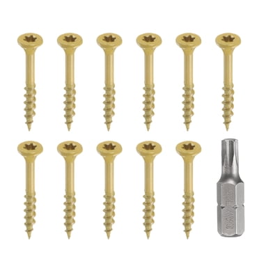 Uxcell 100 Pcs Vis de Plateau #8 x 1-1/2 Pouces Torx Vis Extérieures pour Bois avec Embout d'Entraînement T25