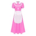 thumbnail image 4 of Kaerm Costume de Femme de Chambre avec Tablier, Col à Revers, Dentelle, Manches Courtes, Style Mouillé, Robe Maxi Rose m, 4 of 5