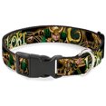 thumbnail image 1 of Dog Collar Plastic Clip Loki Poses Black Gold Green 13 to 18 Inches 1.5 Inch Wide, 1 of 6