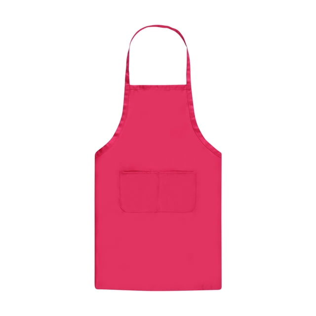 TIMIFIS Apron Kitchen Accessories Apron Waterproof Work Apron Kitchen Western Food Waist Hanging Neck. A bright rose red polyester apron with a hanging neck design and a front pocket. The apron measures approximately 72.5 cm in length and 58 cm in width, offering a durable, dirt-resistant, and easy-to-clean surface. Suitable for kitchen work and various occasions like parties, holidays, and outdoor activities.