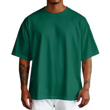 T-shirts Surdimensionnés pour Hommes Mode Rafraîchissant T-Shirt Doux Manches Courtes Décontracté Basique Col Rond Tee Coton Premium T-Shirts Athlétiques