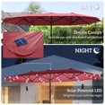 thumbnail image 3 of 173.2" Double-Sided Sun Umbrella Garden Parasol Patio Sun Shade Outdoor with LED Solar Light, No Base Included, Wine Red, 3 of 7