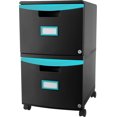 thumbnail image 1 of Storex 2-Drawer Filing Cabinet+Lock And casters/Black-Teal, 1 of 6