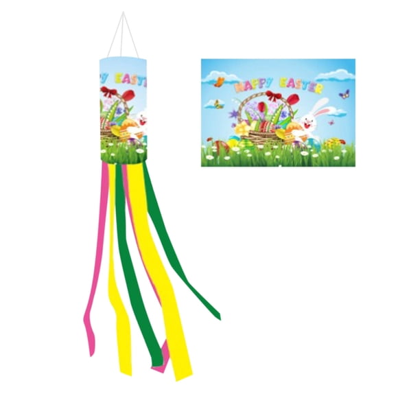 Hearth & Gear Easter Garden Windsock Flags Cute Cartoon Rabbit Pattern Party Decoration Outdoor Courtyard Festival Atmosphere Decoration Props Pennant Flags Banner And Flag Shirt Flag Garland round