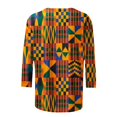 thumbnail image 4 of QIPOPIQ Hauts à Manches 3/4 pour Femmes Été Chemises Rayées Trois Quarts Tunique Imprimée Décontractée Blouses pour Femmes en Liquidation, 4 of 5